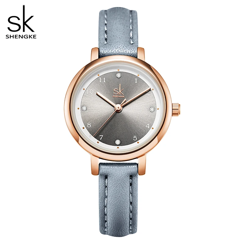 Shengke Women Watches Slim Leather Strap Mini Dial Japanese Quartz Movement Elegant Relogio Feminino Gift Watch Reloj Mujer