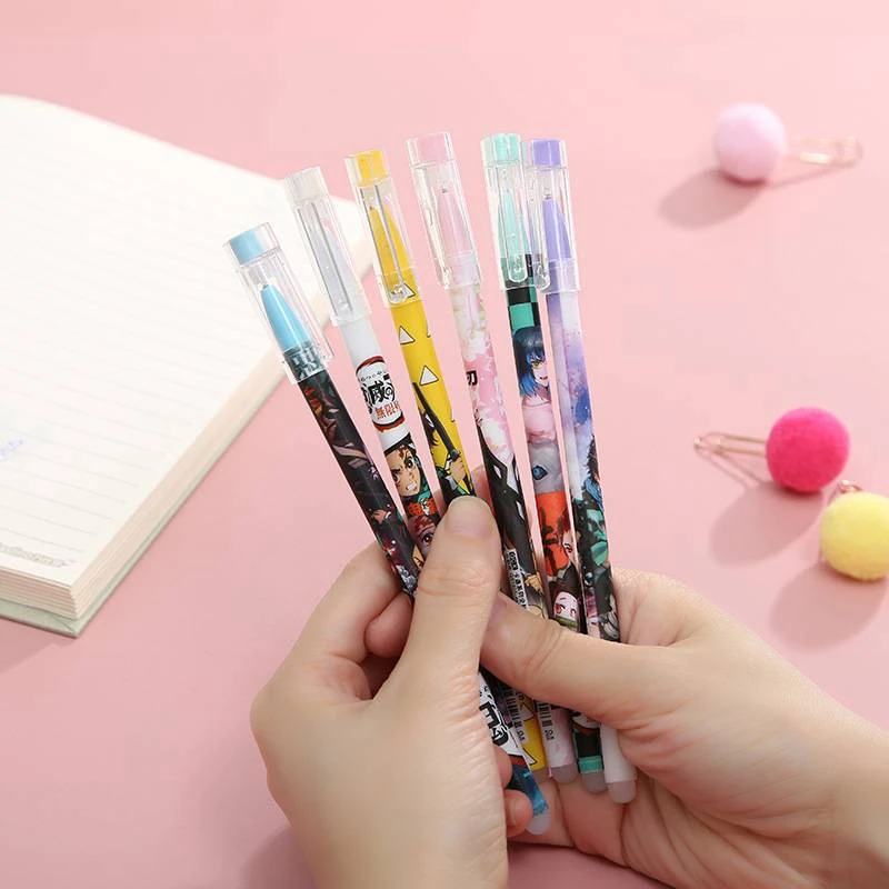 Stylo gel Anime Demon Slayer pour enfants, figurine Kimetsu No Yaiba, Kamado Tanjirou Nezuko, encre noire mignonne, stylo melon al, cadeau Kawaii,