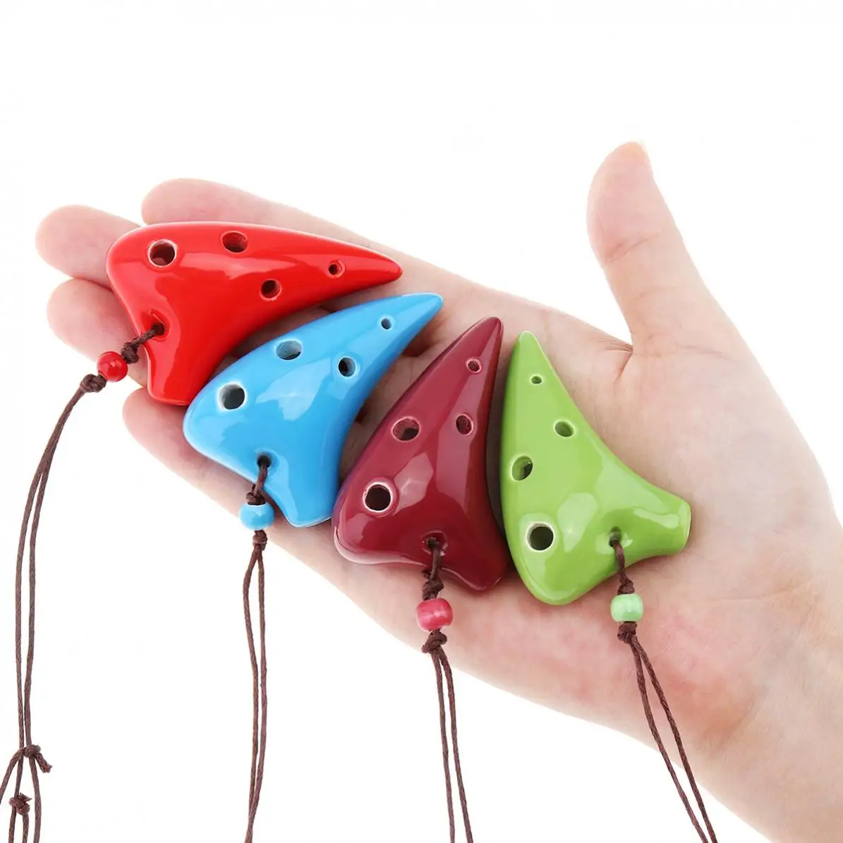 Mini 6 Holes Alto ToneC Necklace Ocarina Ceramic Black Pottery Flute Instrument with Hang Rope 4 Colours Optional