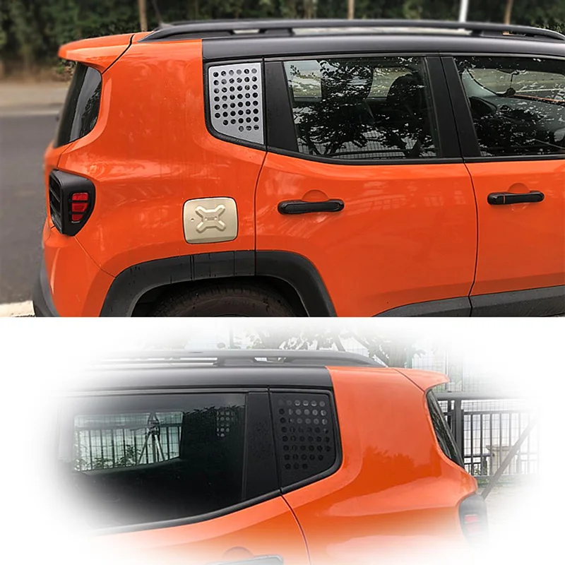 Carbon Fiber Black Rear Window Glass Decoration Holes Sticker Exterior Accessory Decal for Jeep Renegade 2016 2017 2018 2019