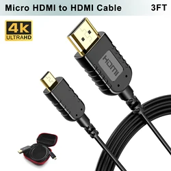 Кабель FOINNEX ультратонкий, гибкий Micro HDMI/HDMI, 3 фута, для подвеса GoPro Hero 7, черный, для камеры Canon, стабилизатора