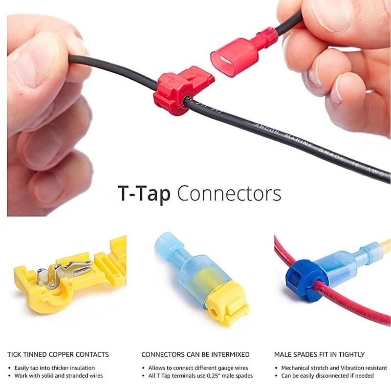 60Pcs/Box T-nap Electrical Cable Ouick Connectors Splice Lock Wire Terminal Crimp Wire Connector Waterproof Electric Connector