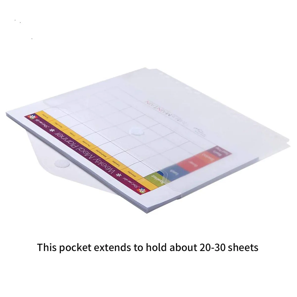 New 11 Holes A4 Size Plastic File Envelope Pocket Insert Pages for Wallet lBinders, with Sturdy Velcro Closure Assorted Colors