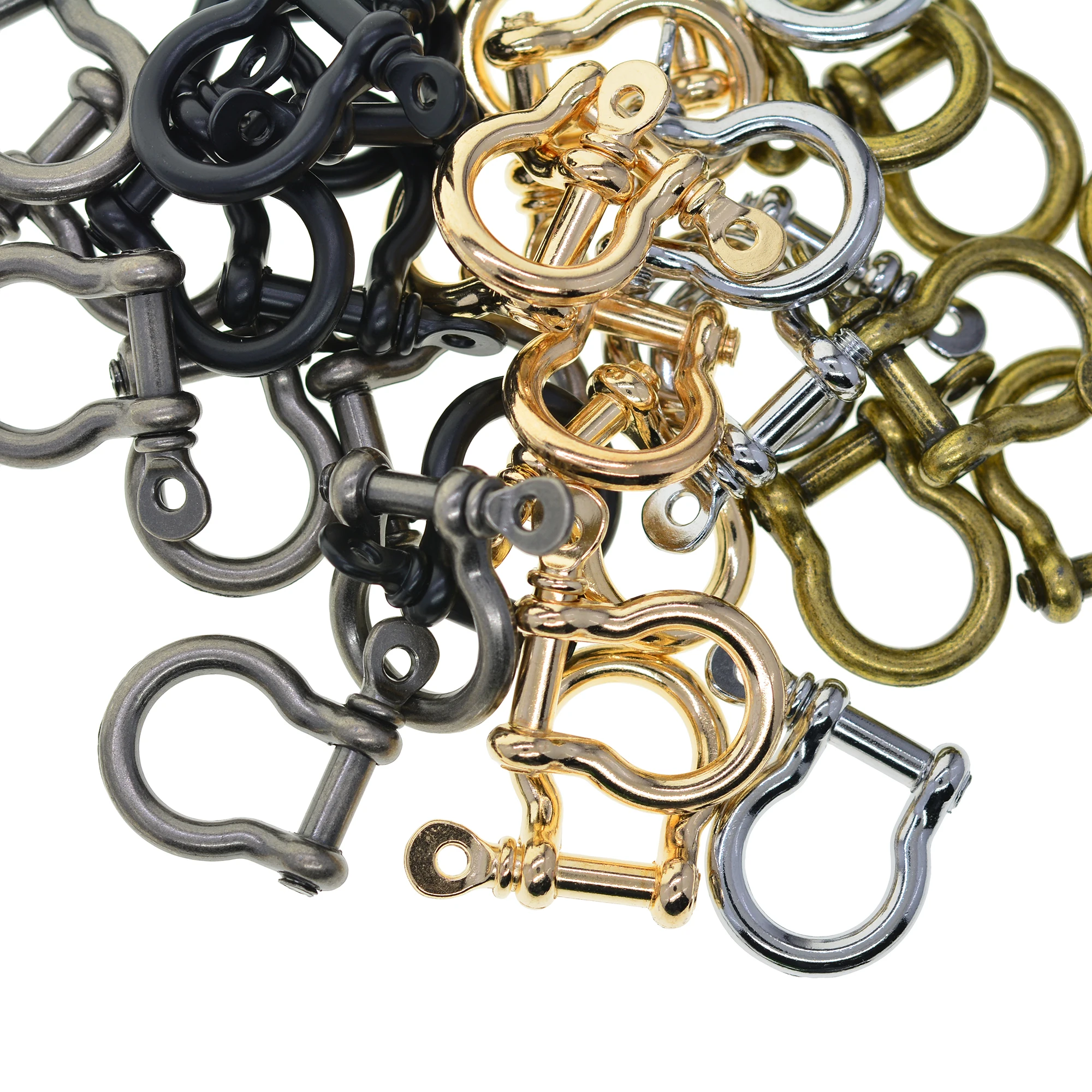 10 PCS assorted color alloy screw pin lock U hook shackle leather bangle connector joint horse shoe keychain lanyard FOB EDC DIY