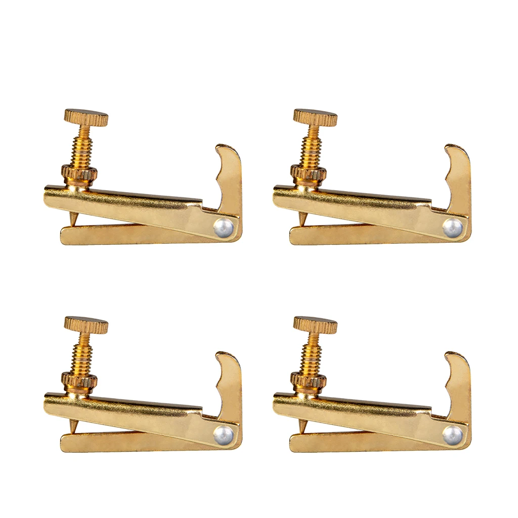 4PCS Violin Fine Tuner Adjuster Copper Gold Alloy Silver For 3/4 4/4 Size  Accessory  DIY Fiddle Repair Tailpiece