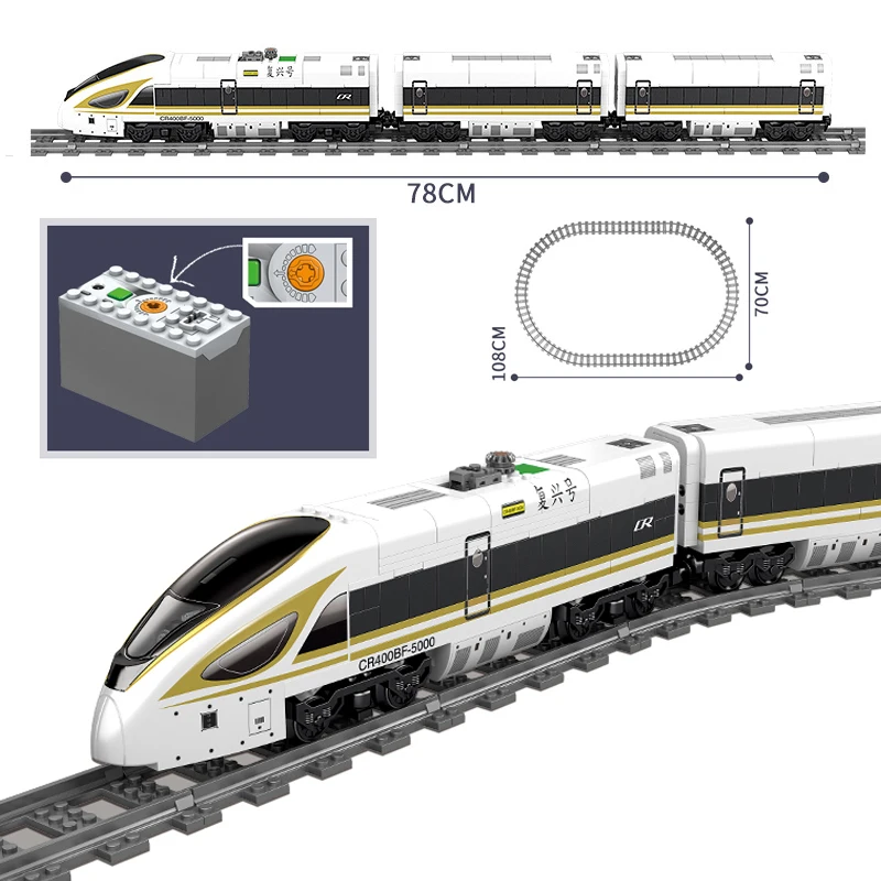 KAZI-Juego de bloques de construcción de tren clásico para niños, juguete de construcción con Motor de riel de ciudad, con batería