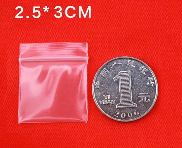 

New Clear PE bags (2.5x3cm) resealable Poly bags zipper bag 1000pcs/lot for wholesale + free shipping