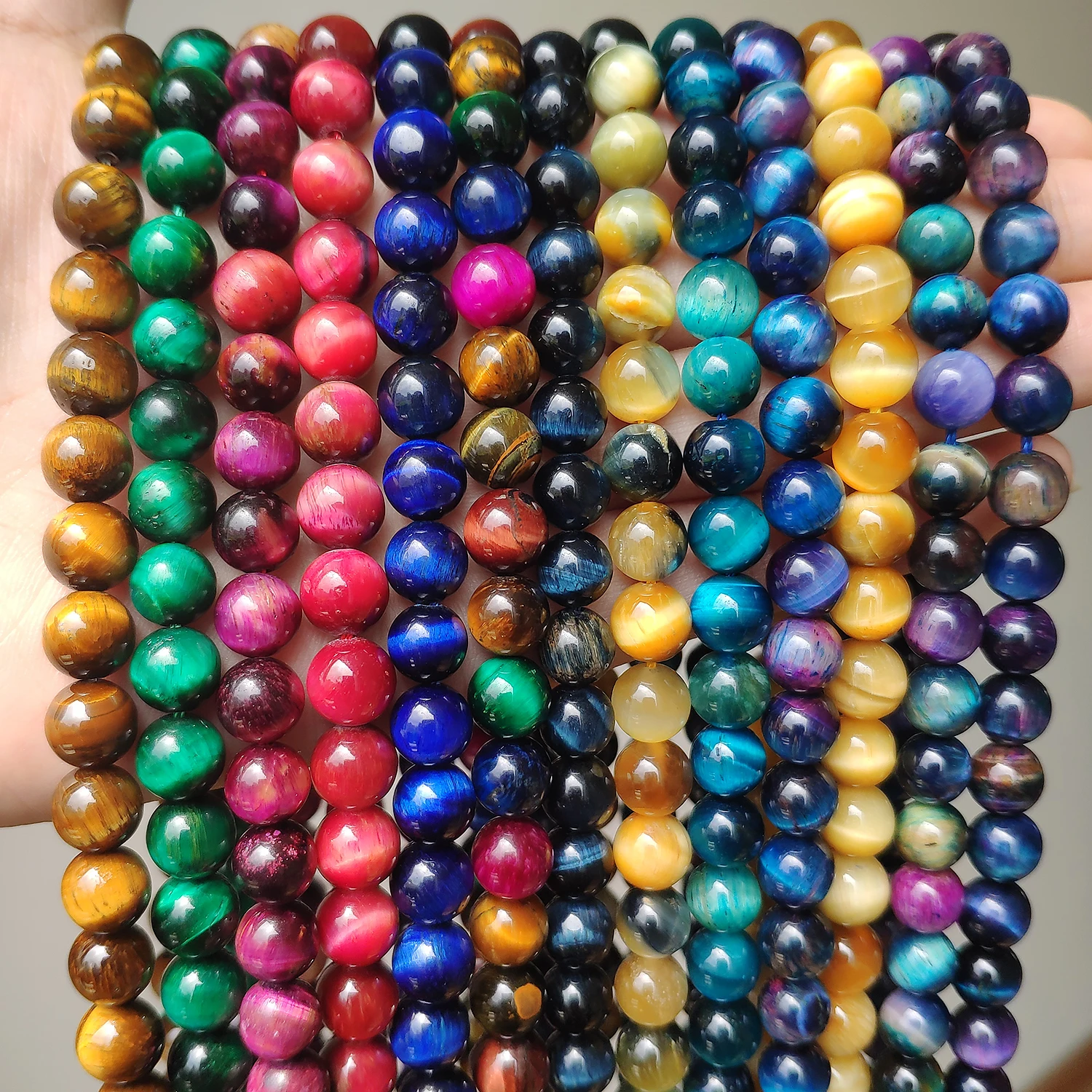 AAA+ Purple Blue Tiger Eye Beads Natural Stone Round Loose Beads for Jewelry Making DIY Bracelet Necklace 4mm 6mm 8mm 10mm 12mm