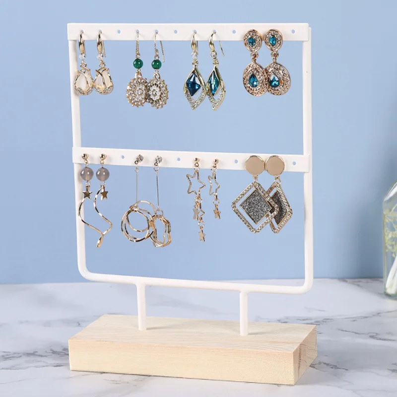 

Wooden Steel 24/36/44Holes Stand for Earrings Jewelry Display Stud Earrings Holder Jewellery Rack White/Black Props Wholesale