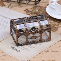 1pc Plastic Transparent Pirate Treasure Box Crystal Gem Jewelry Box Storage Organizer Chest Box Treasure For Jewelry  NEW