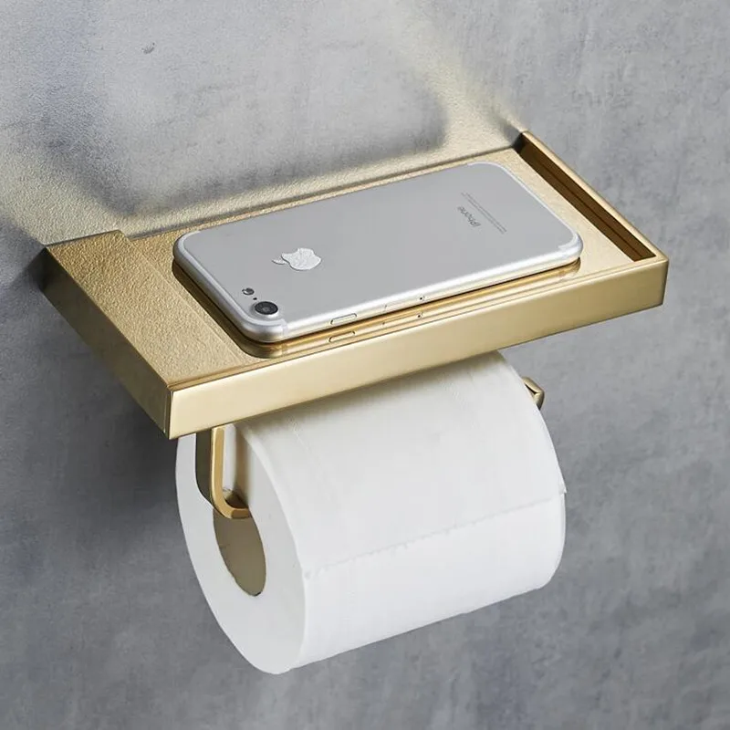 Paper holder Total Brass wall mounted bathroom phone holder with paper holder bathroom accessories gold black chrome