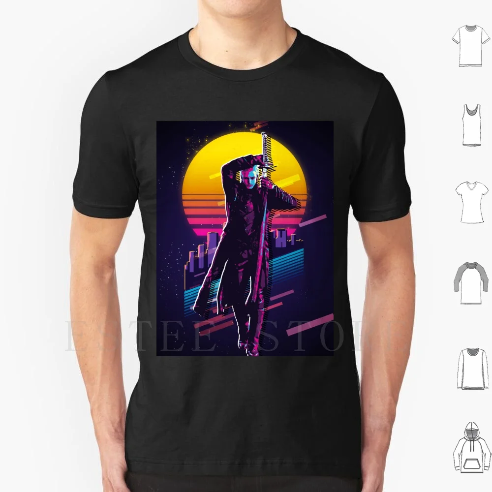 Vergil ( 80s Retro ) T Shirt Cotton Men DIY Print Dante Vergil Dante Vergil Dmc Vergil Fanart Design Painting Dmc Fanart Dmc