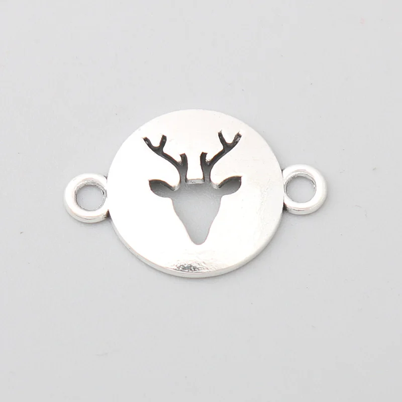 

RAINXTAR Fashion Alloy Christmas Deer Charms Animal Connector Charms for Bracelets Making 16*24mm 100pcs AA677