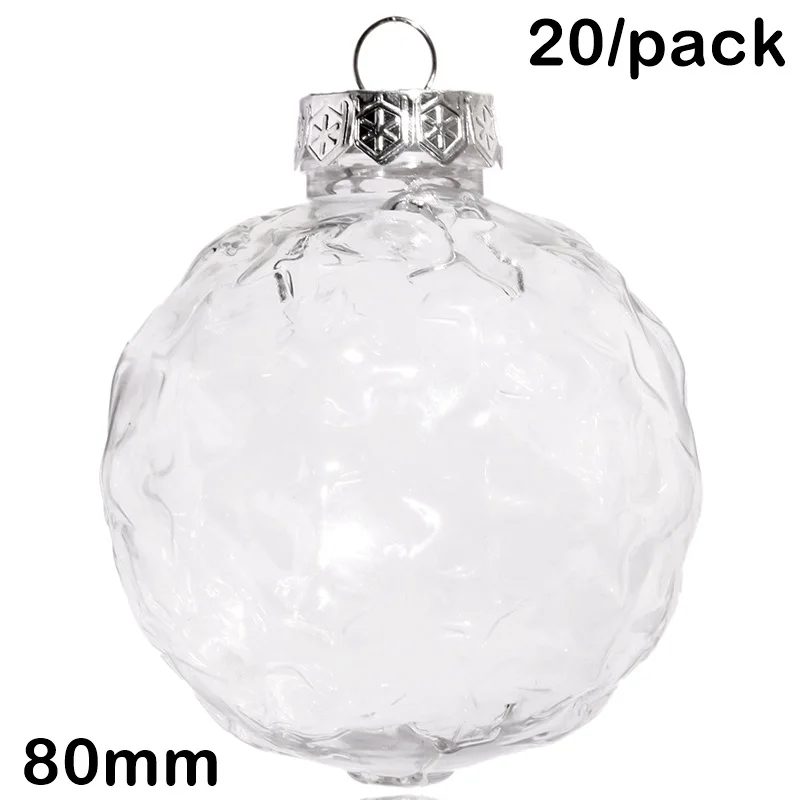 

20 Pieces x DIY Paintable/Shatterproof Christmas Decoration Ornament, 80mm Plastic Pentagram Sphere Bauble Ball