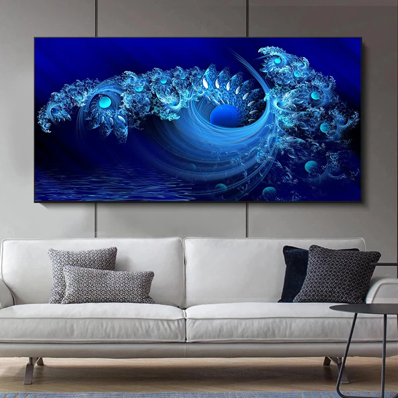 

Nordic Modern Wall Art Canvas Oil Painting Blue Spray Posters and Prints Cuadros Wall Pictures for Living Room Home Decoration