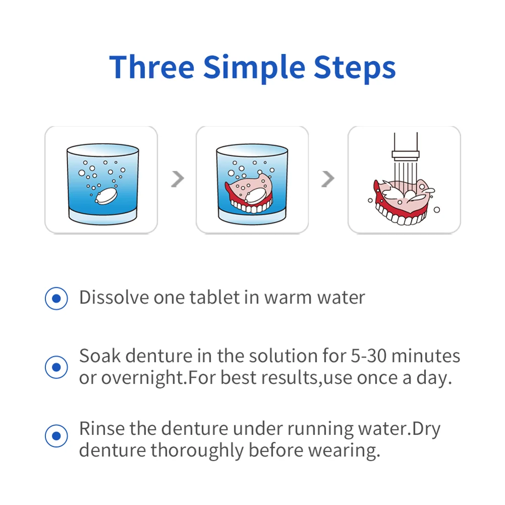 Y-Kelin Denture Cleansing Tablets 96 Tabs  Effervescent   Pills  Cleaner  Care For The Elderly Oral Hygiene