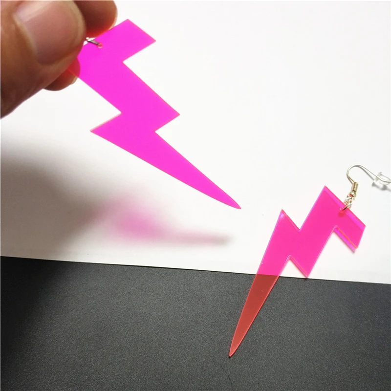 KUGUYS Hot Pink Cute Drop Earrings for Women Dangle Jewelry Face Star Lightning Snow Acrylic Fashion Festival Party Accessories