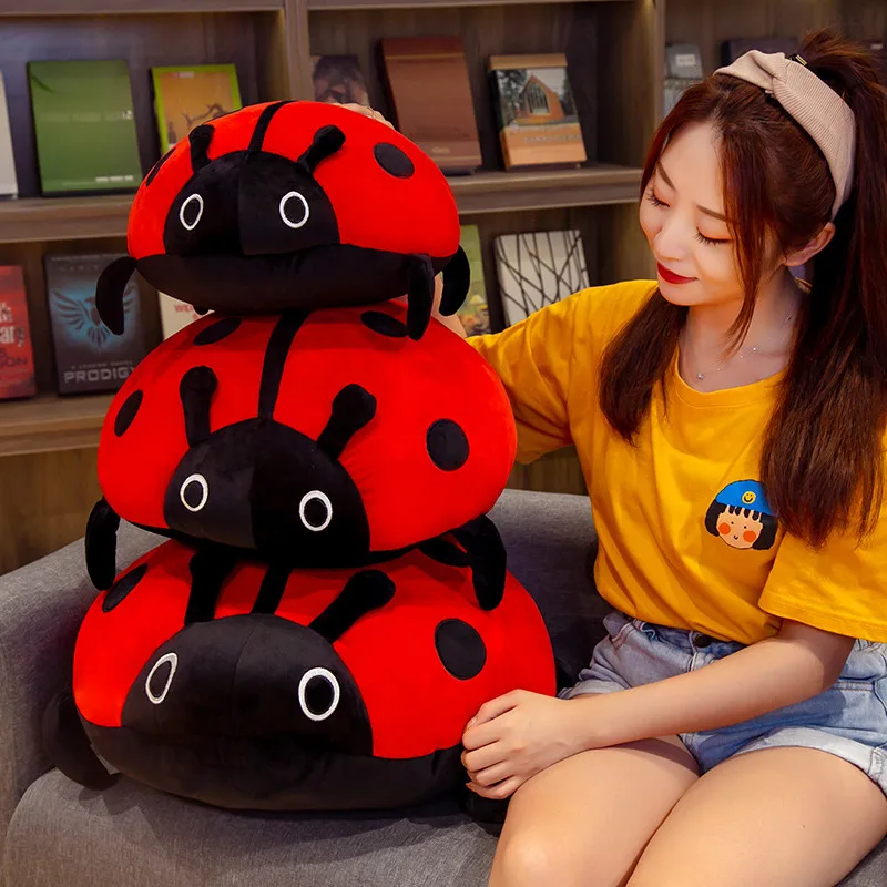 40-80cm Colorful Ladybug Plush Toy Soft Stuffered Insect Pillow Cute Beetle Cushion Kids Friends Birthday Xmas Gift Dropshipping