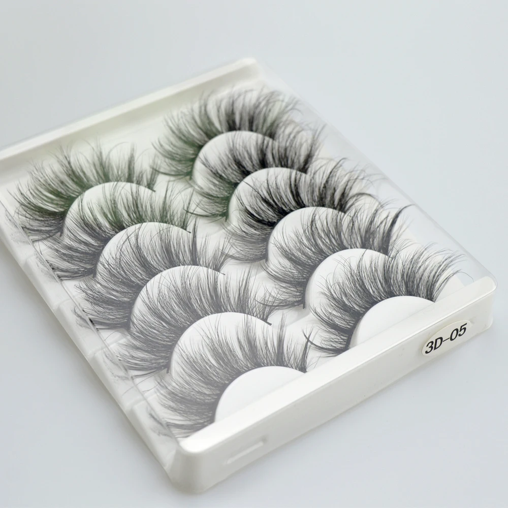 5 Pairs/set 3D Faux Mink Hair False Eyelash Wispy Fluffy Long Lashes Natural Handmade Fake Eyelashes Eye Makeup Extension Tools