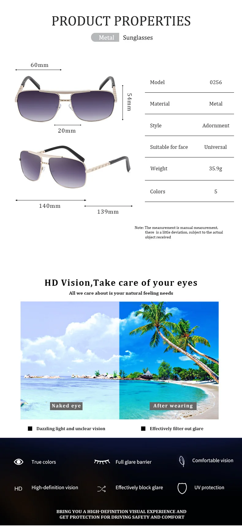 Vintage quadratische Sonnenbrille Männer Luxusmarke Designer Metallrahmen Sonnenbrille für männliche Mode rechteckige Sonnenbrille Gafas de Sol – Detail 13