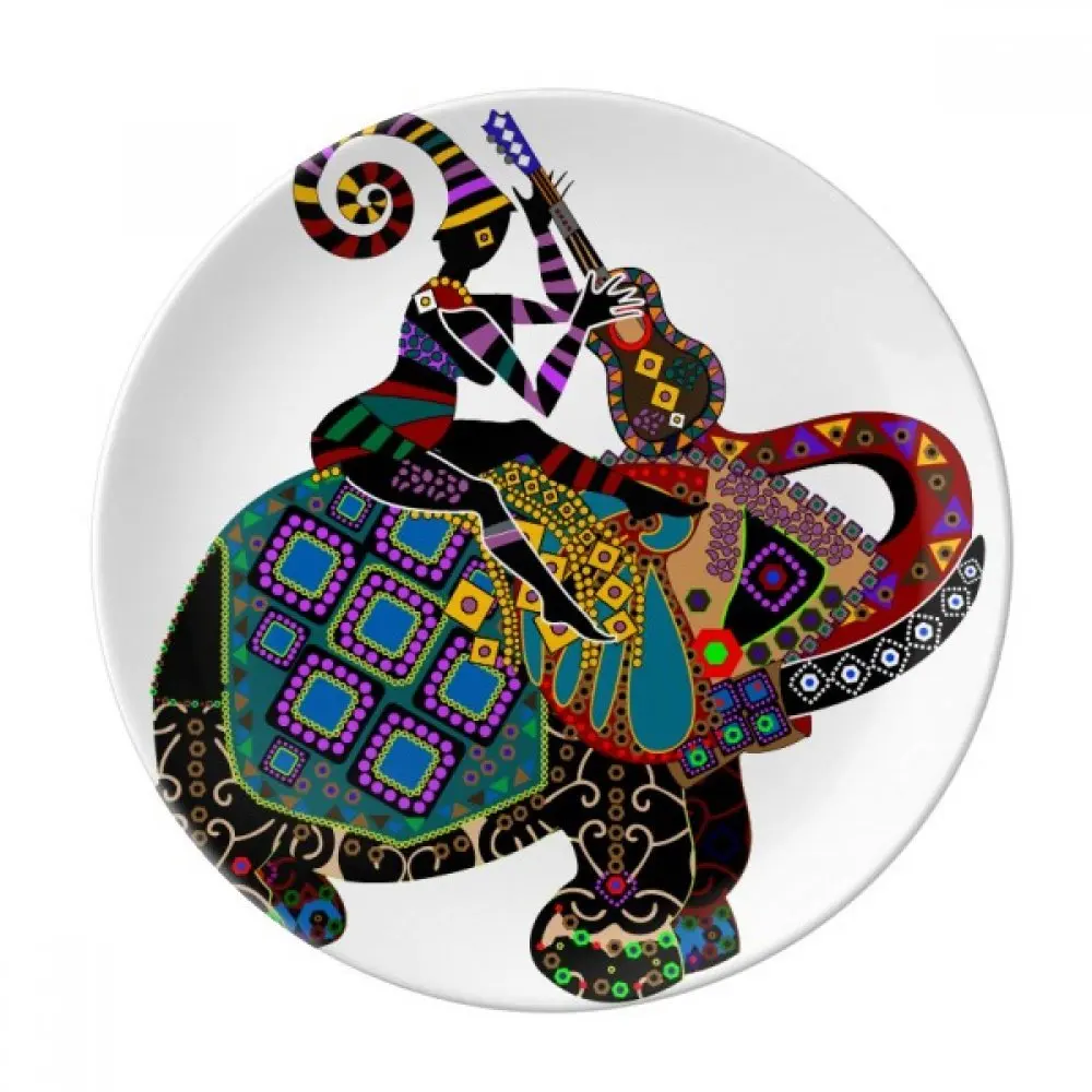 

Elephant Trekking China Minority Dressing Totem Dessert Plate Decorative Porcelain 8 inch Dinner Home