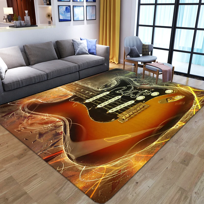 

Living Room Carpets 3D Guitar Pattern Child Play Rug Kids Room Decor Large Carpet Home Hallway Floor Rug Kid Bedroom Bedside Mat