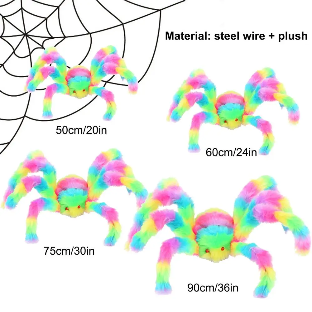 Realistic Colored Spiders Halloween Spider Plush Toy Party Creepy Props Great Haunted Houses Halloween Spider Decoration