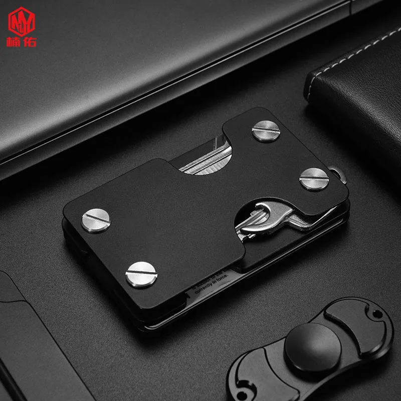 1PC EDC Multitool 2 in 1 Aluminum Alloy Card Package Bag RFID Intercept Card Case Carbon Fiber Card Holder Smart Key Holder