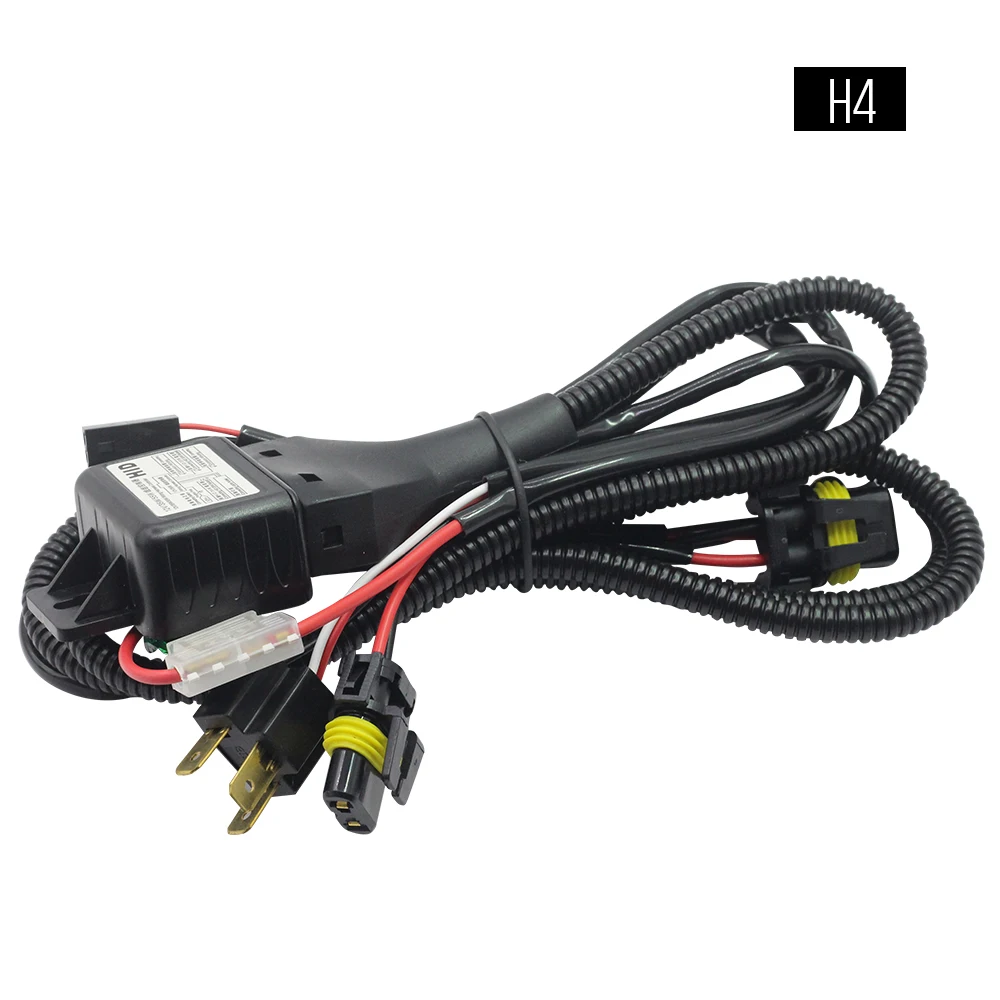 Buildreamen2 H4 H4-3 9007 9007-3 H13 HID Xenon Relay Harness Wire 12V Controller Harness Wiring Hi/Lo Control Cable 35W 55W