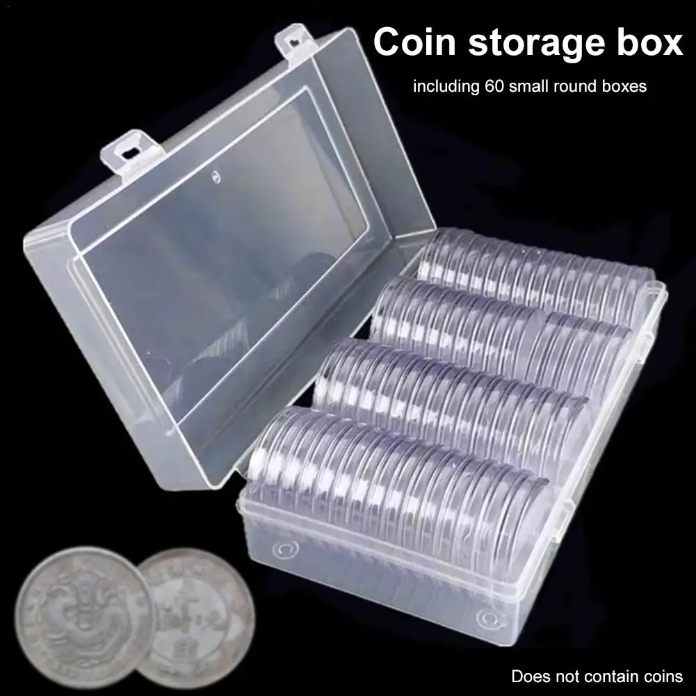 

Coin Case 60 Pieces 40 Mm Silver Eagles Coin Capsules Coin Holder Storage Container with Storage Organizer Coin Box