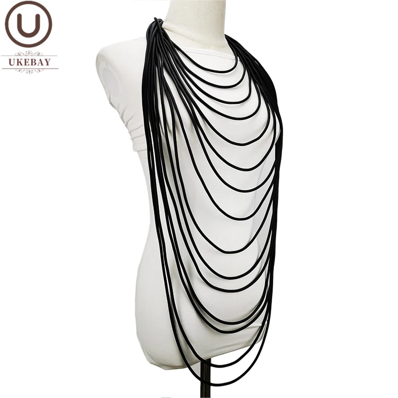 UKEBAY Long Pendant Necklace For Women Clothes Necklaces Handmade Rubber Jewelry Sweater Chain Punk Necklace Party Accessories