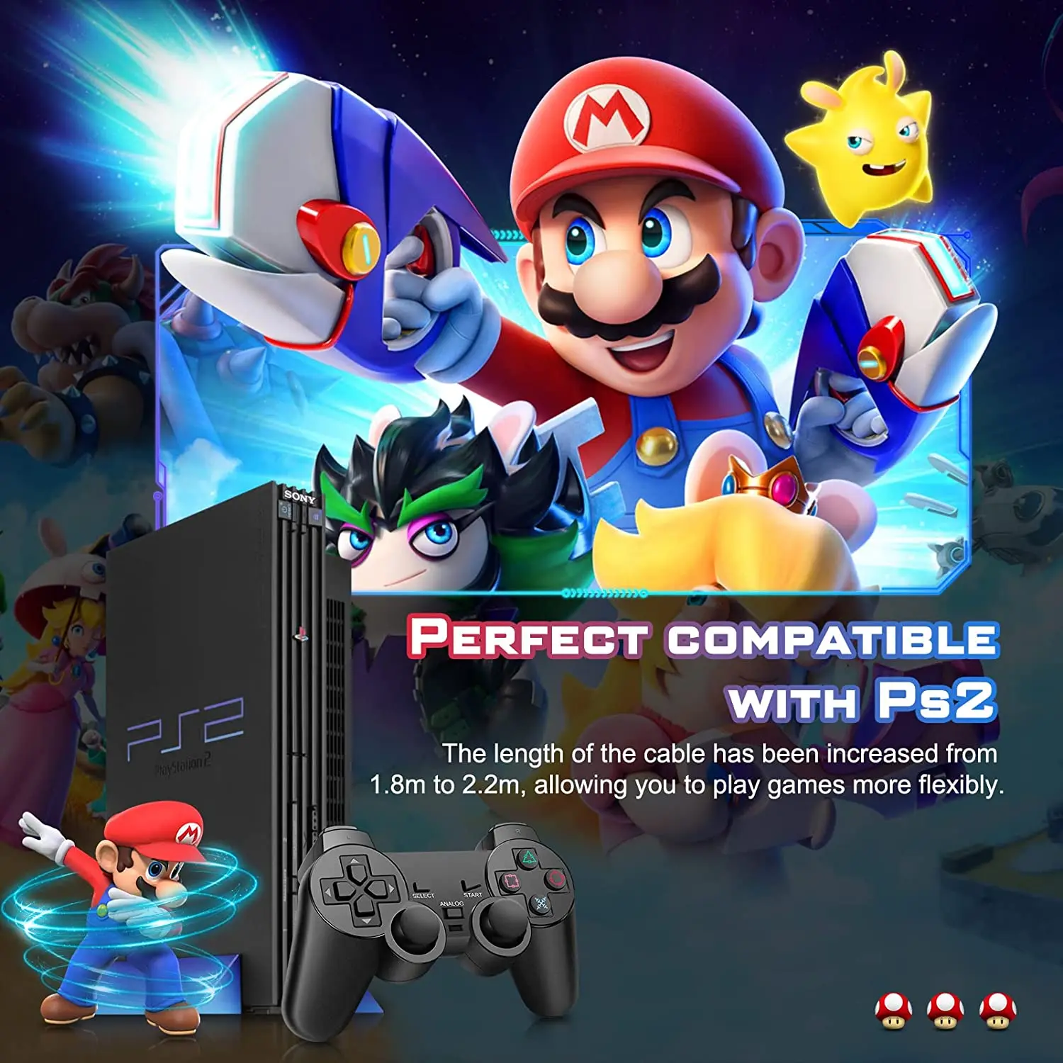 متحكم ل PS2 ذراع تحكّم سلكيّة لسوني بلاستيشن PS2 مع مزدوج اهتزاز USB سلك جويستيك Joypad ألعاب الفيديو