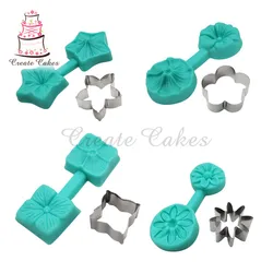 Flowers Impression Mold Silicone Veiner Mold Cake Decorating Fondant Sugarcraft Cake Mold for Sugar Flower