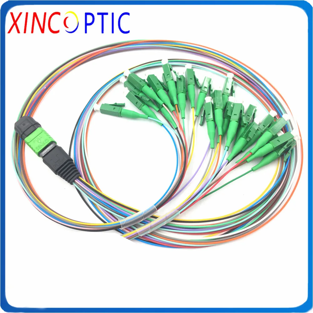 24Core MPO(F) to 24LC/ST/FC/SCAPC 10G SM Harness Fan-out Fiber Optic Cable,24C 0.5/1M APC Female Standard Loss Fibre Pigtail