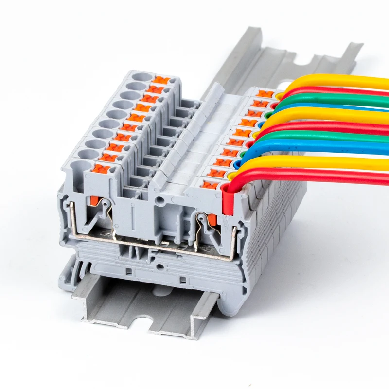 PT2.5 quick wiring arrangement push-in terminal wire connector Din Rail Combined Push In Spring Screwless Terminal Block