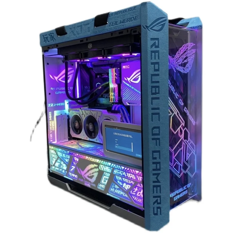 Imagem -06 - Capa para pc Rog Helios Capa Gamer Asus Rog Strix Camurça de Couro Gx601 Sudário Gaming Chassi Atx Flipping Decoração