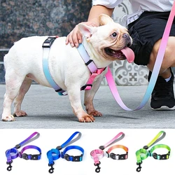 Fashion Gradient Color Dog Collar Leash Harness Pet Products Chain Small Dog Medium Large Fitting Spring Summer Autumn