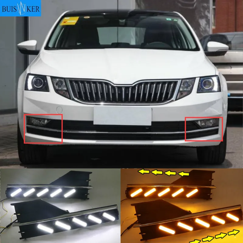 

LED Daytime Running Light For Skoda Octavia A7 2018 Car Accessories Waterproof 12V DRL Fog Lamp Decoration