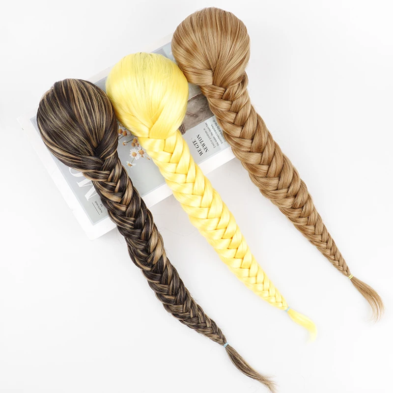 Sissi\'s trenzas de cuerda de cordón de pelo sintético, extensión de cola de caballo, coleta de Color verde púrpura