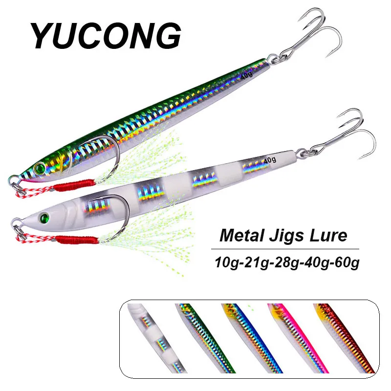 YUCONG 1PCS Metal Jigs Bait 10-21-28-40-60g Trolling Fishing Lure Bass Jigging Hard Wobbler Shore Casting Swimbait Pesca Isca