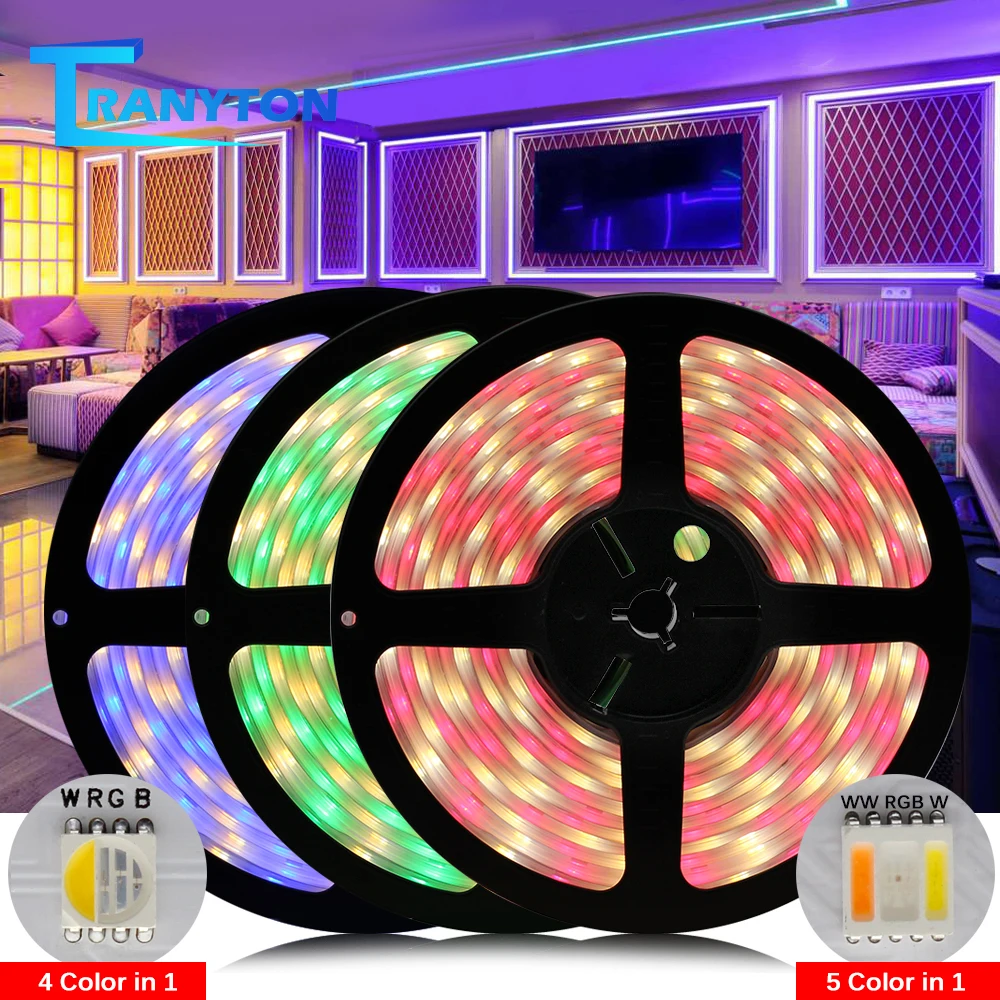 

4in1 5in1 LED Strip 5050 DC12V 24V RGBW RGBWW RGBCCT Flexible LED Light 5m 300LEDs RGB+White+Warm White LED Tape.