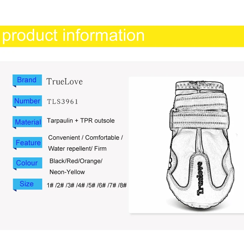 Truelove Pet Shoes Warm Snow Breathable Soft Strong Waterproof Reflective For Big Small Pet Sports Training Product TLS3961
