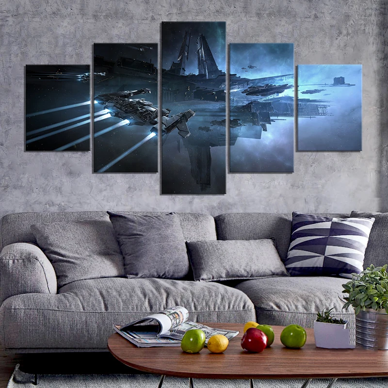 5Pcs EVE Online Video Games Modular Wall Art HD Canvas Posters Pictures Paintings Home Decor Accessories Living Room Decoration