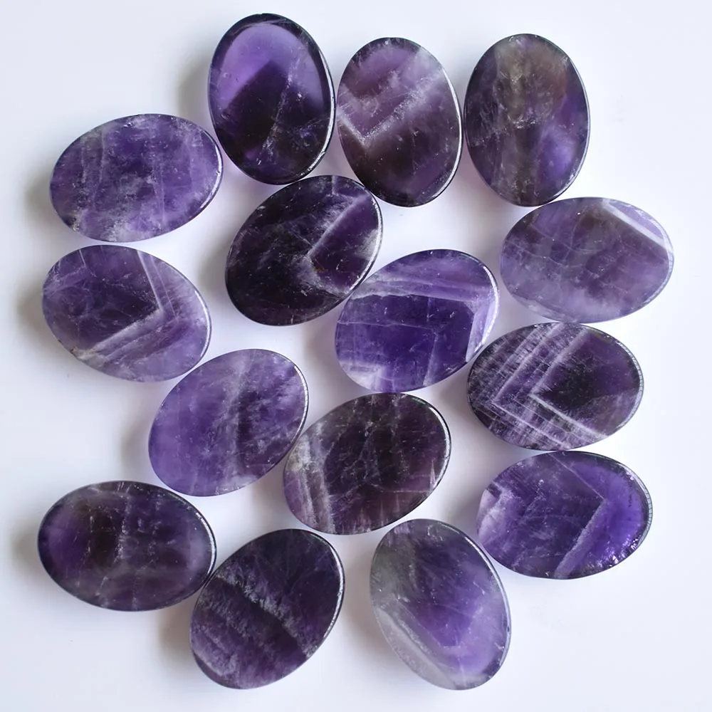 Großhandel 12 Stück/Set modische, hochwertige natürliche Amethyst-Steine, ovale Cabochon-Perlen in Tropfenform, 25x18mm, kostenloser Versand – Detail 2