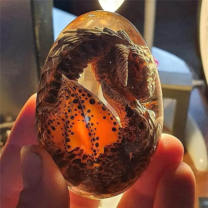 Lava Dragon Egg Ornamental Collection Decor Dinosaur Egg Statue Resin Dragon Egg Crystal Minerale Gemstone Reiki Home Decoration