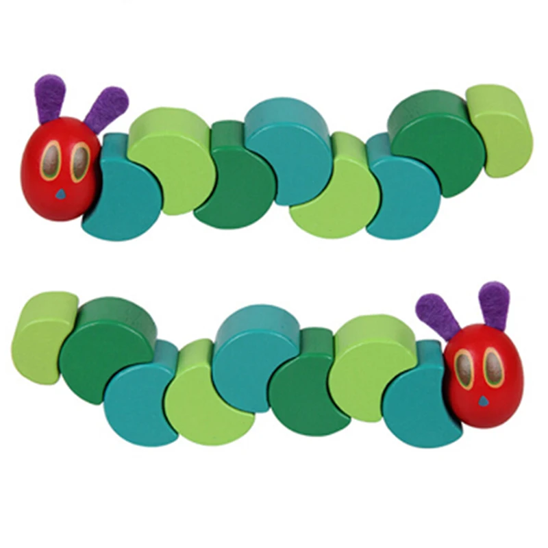 Wooden Blocks Kids Flexible Blocks the Very Hungry Caterpillar Toys for Children Fingers Flexible ducational Toy Gift