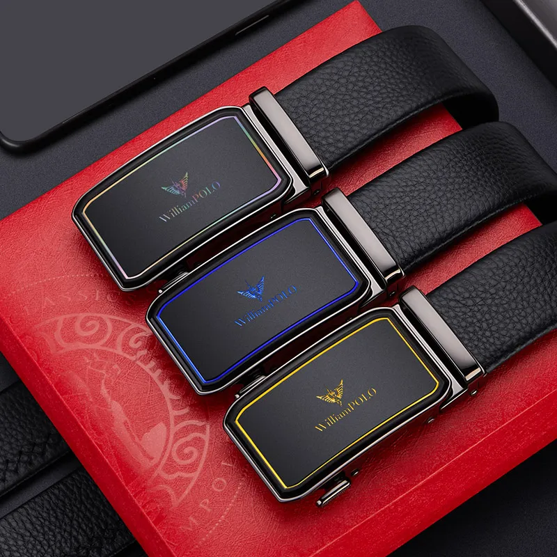 Colorful Belt for Men Automatic Buckle Genuine Leather Luxury Brand Design Smart Trouser Belt Male 2020 Fashion Business Leisure