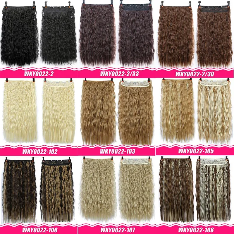 24 นิ้วผมยาวสังเคราะห์คลิปใน Hair EXTENSION ทนความร้อน Hairpiece ธรรมชาติผมหยักชิ้น MUMUPI