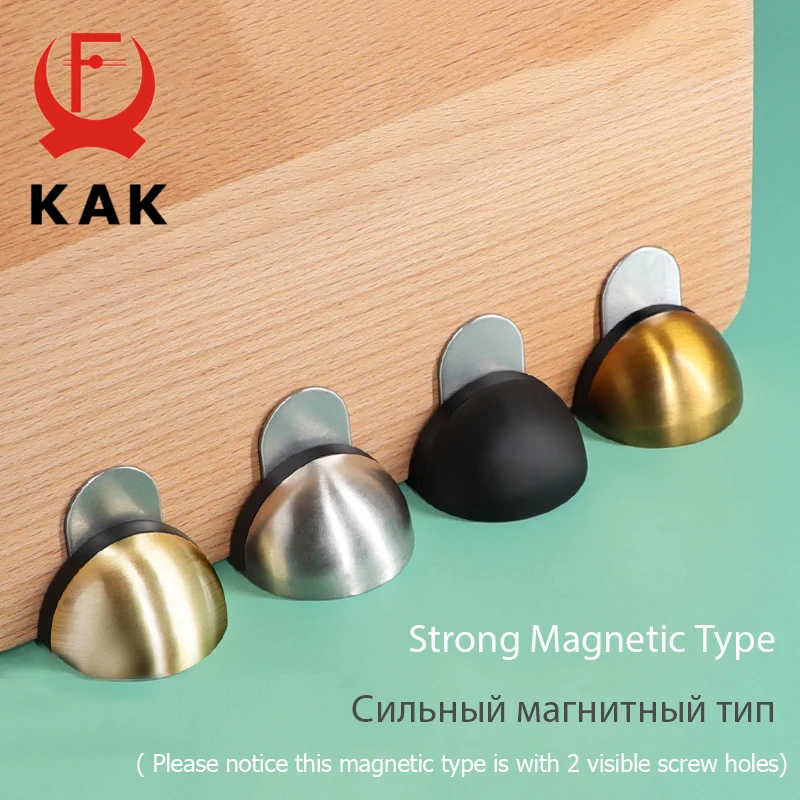 KAK Zinc Alloy Rubber Door Stopper Non Punching Sticker Hidden Door Holder Catch Floor Mounted Nail-free Door Stop Door Hardware