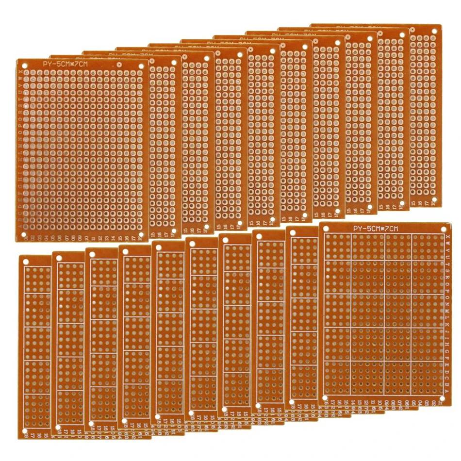 Copper Perfboard 20 PCS Paper Composite PCB Boards (5 cm x 7 cm) Universal Breadboard Single Sided Printed Circuit Board